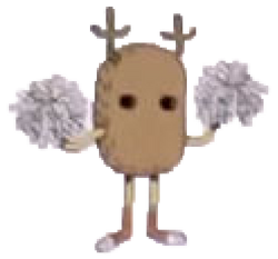 A Sprunki character, a brown, potato-shaped figure with antlers and pom-poms.